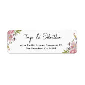 Elegant script Mauve Floral Retour Adreslabels Etiket (Voorkant)