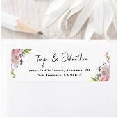Elegant script Mauve Floral Retour Adreslabels Etiket