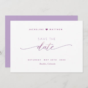 Elegant Script, Mauve Lavender Simple Wedding Save The Date