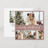 Elegant Script Mauve Photo Collage kerstkaart (Voorkant / Achterkant)