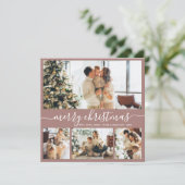 Elegant Script Mauve Photo Collage kerstkaart (Staand voorkant)