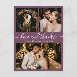 Elegant Script Mauve Wedding Dank u Briefkaart
