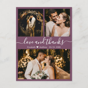 Elegant Script Mauve Wedding Dank u Briefkaart