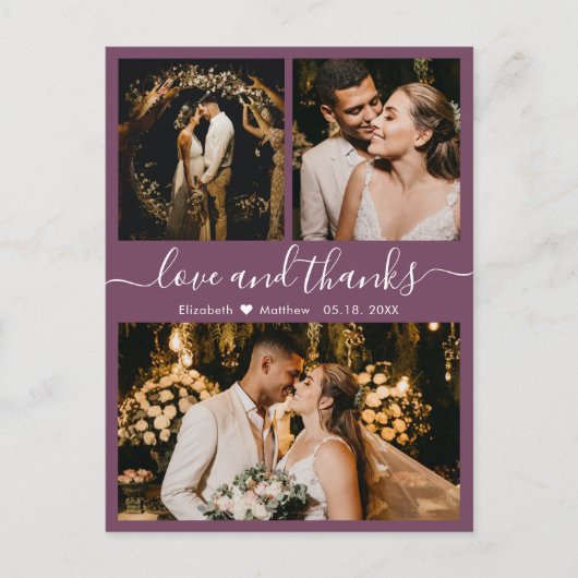 Elegant Script Mauve Wedding Dank u Briefkaart (Voorkant)