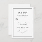 Elegant Script Meal Choice Black Weddenschap Enclo RSVP Kaartje (Voorkant / Achterkant)