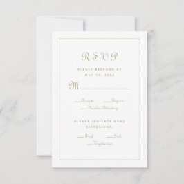Elegant Script Meal Choice Gold Weddenschap-behuiz RSVP Kaartje