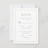 Elegant Script Meal Choice Green Wedding Enclosure RSVP Kaartje (Voorkant)