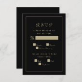 Elegant Script Meal Weddenschap Black Gold RSVP Kaartje (Voorkant / Achterkant)