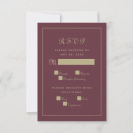Elegant Script Meal Wedding Enclosure Burgundy RSVP Kaartje