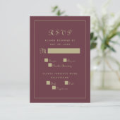 Elegant Script Meal Wedding Enclosure Burgundy RSVP Kaartje (Staand voorkant)
