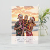 Elegant Script Mele Kalikimaka Beach Familie Foto Feestdagenkaart (Staand voorkant)