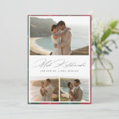 Elegant Script Mele Kalikimaka Newlywed 3 Ph Feestdagenkaart (Staand voorkant)