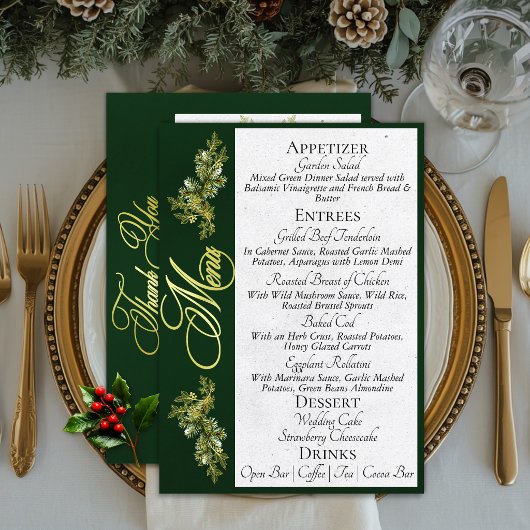 Elegant Script Menu & Dank je - Smaragd