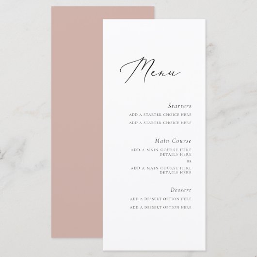 Elegant Script Menu Kaart (Voorkant / Achterkant)
