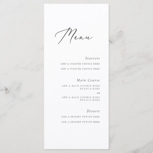 Elegant Script Menu Kaart (Voorkant)