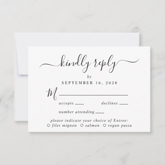 Elegant Script Menu Keuze Bruiloft RSVP (Voorkant)