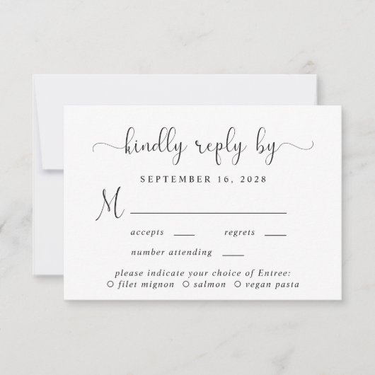 Elegant Script Menu Keuze Bruiloft RSVP (Voorkant)