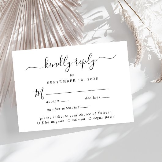 Elegant Script Menu Keuze Bruiloft RSVP