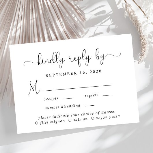 Elegant Script Menu Keuze Bruiloft RSVP
