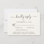 Elegant Script Menu Keuze Crème Bruiloft RSVP (Voorkant)