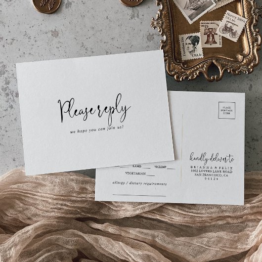Elegant Script Menu Keuze RSVP-Briefkaart