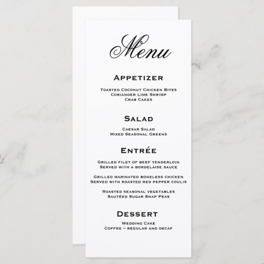 Elegant Script-menu Menu (Voorkant / Achterkant)