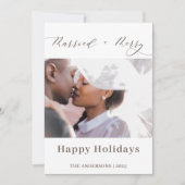 Elegant Script Merried Merry Pas getrouwd Christma Feestdagenkaart (Voorkant)