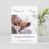 Elegant Script Merried Merry Pas getrouwd Christma Feestdagenkaart (Staand voorkant)