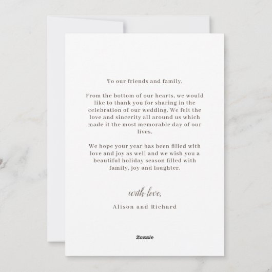 Elegant Script Merried Merry Pas getrouwd Christma Feestdagenkaart (Achterkant)