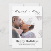 Elegant Script Merried Merry Photo Christmas Feestdagenkaart (Voorkant)