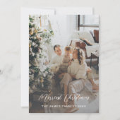Elegant Script Merriest kerstfoto-kaart Bedankkaart (Voorkant)
