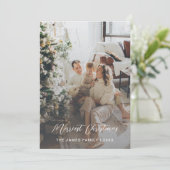 Elegant Script Merriest kerstfoto-kaart Bedankkaart (Staand voorkant)