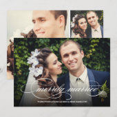 Elegant Script Merrily Married Holiday Foto Feestdagenkaart (Voorkant / Achterkant)