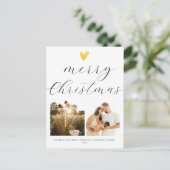 Elegant Script Merry Christmas 2 Foto Feestdagenkaart (Staand voorkant)