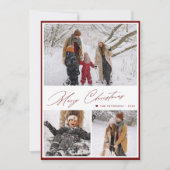 Elegant script Merry Christmas 3 fotocollage Feestdagenkaart (Voorkant)