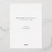 Elegant Script Merry Christmas Family 3 Photo Folie Feestdagenkaart (Achterkant)