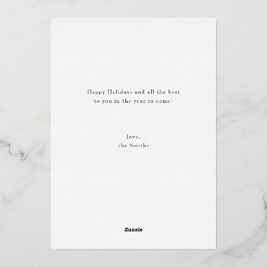 Elegant Script Merry Christmas Family Photo Folie Feestdagenkaart (Achterkant)