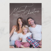 Elegant Script Merry Christmas Family Photo Holida Feestdagenkaart (Voorkant)