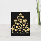 Elegant Script Merry Christmas Gold Star Black T S Kaart (Voorkant)