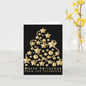 Elegant Script Merry Christmas Gold Star Black T S Kaart (Gele Bloem)
