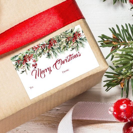 Elegant Script Merry Christmas Holiday Gift Rechthoekige Sticker