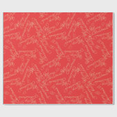 Elegant Script Merry Christmas Pattern/ Red & Gold Cadeaupapier (Vlak)