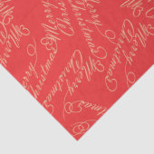 Elegant Script Merry Christmas Pattern/ Red & Gold Tissuepapier (Detail)