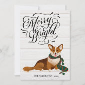 Elegant Script MERRY en BRIGHT Cute Corgi Fun Feestdagenkaart (Voorkant)
