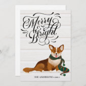 Elegant Script MERRY en BRIGHT Cute Corgi Fun Feestdagenkaart (Voorkant / Achterkant)