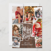 Elegant Script Merry en BrightStor 7-fotokerstmis Feestdagenkaart (Voorkant)