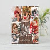 Elegant Script Merry en BrightStor 7-fotokerstmis Feestdagenkaart (Staand voorkant)