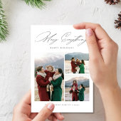 Elegant script Merry Everything 3 Fotofamilie Feestdagenkaart