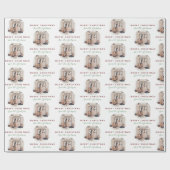 Elegant Script Merry kerstfamilie naam foto Cadeaupapier (Vlak)