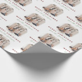 Elegant Script Merry kerstfamilie naam foto Cadeaupapier (Hoek)